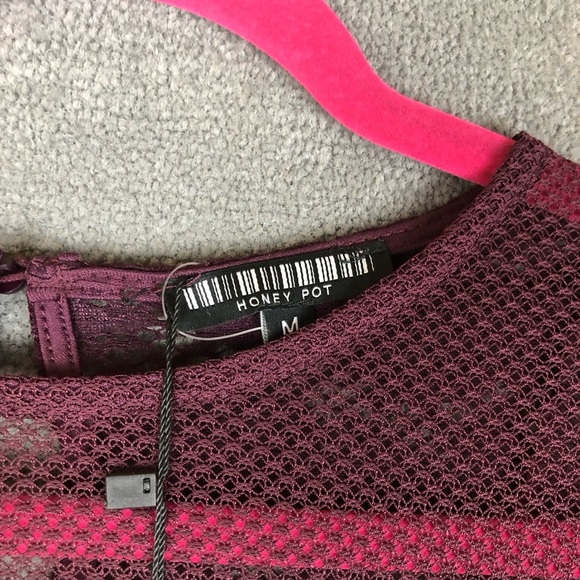 Honeypot dark plum Lace Bodysuit Lingerie One Piece Romantic size M - Picture 9 of 10